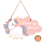 Les Tr&eacute;sors De Lily [A0704] &ndash; puidust tahvel &bdquo;Princess Unicorn&rdquo; roosa &ndash; 20. 5x12. 5 cm Heleroosa