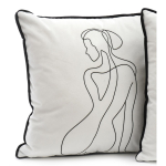 Les Tr&eacute;sors De Lily [A3699] - 'Arty' mustvalge sametist padi - 40x40 cm (naise siluett) valge