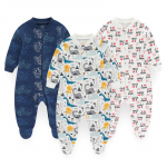 Kiddiezoom 3-osaline beebivann, pikkade varrukatega neli aastaaega v&auml;ikelaste riided multifilm vasts&uuml;ndinud poiss, t&uuml;druk, puuvillane imikute pidžaama komplekt 6-9Months