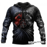 Kevad-s&uuml;gis Meeste Pusad Pusa 3D Prindiga Reaper Skull Ingel Ja Deemon Mees Riietus Mood vabaaja Pullover Kampsun Meeste L