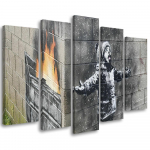 Viieosalise pildiga l&otilde;uenditr&uuml;kk Banksy Smog Boy Street 100x70 hall v&auml;rv