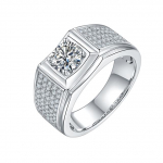 Gb 925 Sterlingh&otilde;be Rodineeritud Moissaniit S&otilde;rmus Meestele 1 .0ct 6 .5mm Moissaniit Teemant Meeste Abielus&otilde;rmus 10