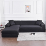 Veekindel diivanikate paksendatud piim siidist elutoa diivani kate elastne kangas L-kujuline nurgadiivani kate - kriimustusvastane lemmiklooma S 1seater 90-140cm must
