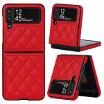 Luksuslik esmaklassiline nahast tekstuuriga &uuml;mbris Samsung Galaxy Z Flip 4 3 Retro kokkupandav t&auml;ielikult kaitsev &otilde;huke telefoni kate Flip3 Flip4 jaoks For Galaxy Z Flip 4 punane