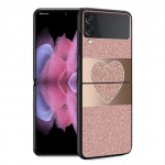 &Uuml;mbris Funda Samsung Galaxy Z Flip 4 Z Flip 3 5g Zflip Zflip3 Flip4 Hard PC Gold Pink Rose Glitter Hearts Fundas Hard Pc Samsung Z Flip 5G