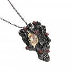 Ebaregulaarne b&ouml;&ouml;mi stiilis naiste ripats, loominguline inkrusteeritud punane tsirkoon must kuldne kahev&auml;rviline geomeetriline naiste kaelakee must