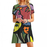 Lillemustriline &otilde;uduspeakolju kleit naiste &uuml;lisuured lahtised Casaul kleidid, suvised moekleidid Street Kawaii l&uuml;hikeste varrukatega kleit S