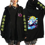 Y2K jakid Demon Slayer Kanroji Mitsuri Anime Meeste T&otilde;mblukuga kapuutsid Must Lukuga kardigan Pusad Retro Harajuku Kapuutsiga jakk T&auml;navar&otilde;ivad Topid L