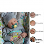 K&auml;sitsi valmistatud t&otilde;elise v&auml;limusega elutruu vasts&uuml;ndinu vin&uuml;&uuml;list silikoonist realistlik elusalt taass&uuml;ndinud beebinukk, poiss, riidest keha/ silikoonkorpus Silicone body-48cm