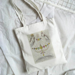 Uus moetrend Magus T&uuml;drukulik L&otilde;uendist &Otilde;lakott Ostukott Keskkonnas&otilde;bralik Korduvkasutatav Naiste Kawaii Esteetiline Valge Totes Kott. 24*26cm