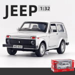 1/32 Scale Lada NIVA Jeeps Diecast automudeli m&auml;nguasi, tagasit&otilde;mmatav m&auml;nguasi koos heli ja valgusega lastele V&auml;ikelapse poistele T&uuml;drukutele Kingikogu 1/32-13.5x6x5.5cm