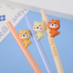 3 tk Shiba Inu geelist tindipliiatsid, armas koerte koer, 0,5 mm kuulipuu, must v&auml;rv kirjutamiseks