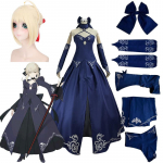 Anime Fate Altria Pendragon Altria Pendragon Alter Sabre Cosplay Must seelik Tops Mansett Halloweeni karnevali t&auml;iskomplektsed kost&uuml;&uuml;mid parukas L-(Costume+Wig)