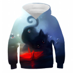 Multifilm Kawaii Pusad 3D Prinditud Cat Oversizeboys T&uuml;drukute Pusa Pullover Pikad varrukad Suured kapuutsiga dressipluusid Topid 100
