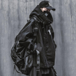 Emo Mehed Jaapani Harajuku Alt dressipluus Oversize kapuuts, pikk kuub Hip Hop gooti riided T&auml;navar&otilde;ivad Techwear mantel Topid riided M must