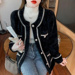 Talvine elegantne Runway veekindel naaritsa naiste jope pehme soe kontori daami vintage kootud kardiganid Korea soliidsed mantlid M