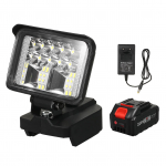 3-tolline LED-t&ouml;&ouml;tuli 21 V liitiumakudele &uuml;lihele v&auml;lisvalgustusele 120 kraadise p&ouml;&ouml;rdega 1 Battery & US Plug must