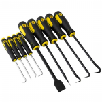 9 tk Pick & Hook komplekt eriti pikk O-r&otilde;ngas ja tihendi eemaldaja pehme k&auml;epide, erineva kujuga 9-piece set kollane