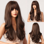 ALAN EATON Tumepruunid s&uuml;nteetilised parukad tukkidega Pikad lainelised br&uuml;netid Parukad naistele Naturaalse v&auml;limusega &scaron;okolaadipruunid kuumakindlad juukseparukad