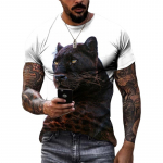 Uued 3D Animal Panther graafilised t-s&auml;rgid Suvemood Meeste vabaaja t&auml;navar&otilde;ivad Trend Personality Print &Uuml;markaelusega l&uuml;hikeste varrukatega T-s&auml;rk S