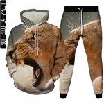 S&uuml;gisesed vabaaja dressikomplektid Naiste Animal Lion Anime 3D-printimisega kapuutsid + p&uuml;ksid suures suuruses meeste t&auml;navar&otilde;ivad 2 tk &uuml;likond S-6XL 5XL