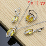 Naturaalne m&uuml;stiline vikerkaare kuubiktsirkooniumoksiid 925 h&otilde;bedast ehtekomplekt naistele pulmak&otilde;rvar&otilde;ngad/ripats/kaelakee/s&otilde;rmused 7 kollane