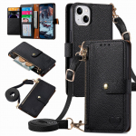 Crossbody Wallet Multi Card Slot Flip Love Zipper Nahk&uuml;mbris iPhone 15 14Plus 13 12 11Pro Max /Samsung S23 S22 S21 S20Ultra Plus A14 A54 A53 A15 jaoks iPhone 6/6S