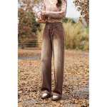 Mishow naiste teksap&uuml;ksid 2023, s&uuml;gis, uus, 100% puuvillane gradient-korea stiilis disain Elegantsed vabaaja p&uuml;ksid k&otilde;rge v&ouml;&ouml;kohaga MXC44K0445 S tumepruun v&auml;rv