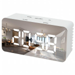 LED-peegel-&auml;ratuskell Digitaalne edasil&uuml;kkamise lauakell &Auml;ratusvalgusti elektrooniline kell kuup&auml;eva temperatuuri kuvamisega valge