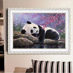 DIY teemantmaal Armas Panda ristpistes komplekt Mosaiikkunst Teemantmaal T&auml;isringi/ruudukujuliste teemantidega kodukaunistus Round 20x30cm