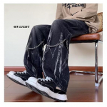 Meeste vintage teksad Suvemood Suured teksad Meeste &auml;riteksad Hip-Hop p&uuml;ksid Laiad p&uuml;ksid Slim Denim 2XL must