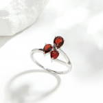 Klassikaline disainis&otilde;rmus naistele, 925 sterlingh&otilde;bedast naturaalset granaadist jaanuari s&uuml;nnikivist anime moe kihluspeol, kena kingitus US RING SIZE:7# punane