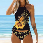 Naiste p&auml;itsetega Butterfly Dandelion Print Bikini Tankini ujumistrikoo 2XL