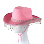 Rhinestone Cowgirl m&uuml;ts retro stiilis l&auml;&auml;ne stiilis reguleeritava lipsuga narmastega kivim&uuml;ts Cosplay pidude jaoks roosa