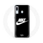 Coque pour Samsung Galaxy A20e Nike Logo blanc fond Noir
