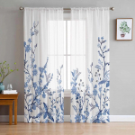 Taimed Lilled Akvarell t&uuml;llkardinad elutuppa L&auml;bipaistev kardin Magamistoa Rulood Voile kardinad 135W x 114H(cm)