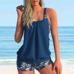 Naiste &otilde;lapaeltega ujumistrikoo sinise pisartr&uuml;kiga bikiinidega, l&uuml;hike ujumistrikoo S paabulinnu sinine v&auml;rv