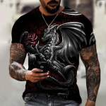 Meeste T-s&auml;rk meestele Riietus Suurem&otilde;&otilde;tmeline T-s&auml;rk Hiina Dragon Graphic 3D Print Suvine vabaaja mood l&uuml;hikeste varrukatega topid 6XL