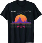 Cyberpunk Outrun Synthwave Sunset Fast Car Esteetiline Unisex T-s&auml;rk S