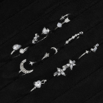 9 tk/komplekt Moodne tsirkoonist s&otilde;rmuste komplekt Heart Star Kuus&otilde;rmused naistele Ehted Aksessuaarid 1.silver