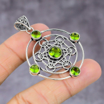 Natural Peridot Gemstone Handmade 925 Sterling Silver Gift Pendant 2.17 o6g66