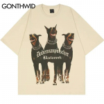 Hip-hop Dobermani koera graafiline tr&uuml;kis Suurem&otilde;&otilde;tmeline T-s&auml;rk T&auml;navar&otilde;ivad Mood 100% puuvillased lahtised Ts&auml;rgid Unisex Naiste T-s&auml;rgid Unisex L