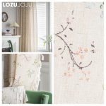 1TK LOZUJOJU Moodne puuvillane linane aknakardin Lilletr&uuml;kk 40% Tuttidega varjukardin T&uuml;drukutele Elutoa Aknakatted W150cm x L60cm beež