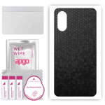 apgo Protective Skin Sticker for the back compatible with ZTE Blade A31 Plus, Wrap Film, Foil, Vinyl - Pattern Black Honeycomb