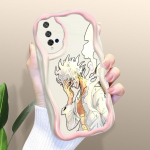 Armas koomiksimustriga kreemjas tekstuuriga korpus Lainelise servaga pehme silikoonkaanega telefoni&uuml;mbris Huawei Honor Infinix Tecno iPhone'i jaoks Honor 20 valge