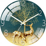 Digitaalne madala m&uuml;ratasemega seinakell, 30 cm/12-tolline hirve seinakell Kvartskell Vaikne vaikne lihtne kell kodukaunistuseks lastetuppa Deer