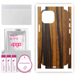 apgo Protective Skin Sticker for the back+sides compatible with Apple iPhone 13 mini, Full Wrap Film, Foil, Vinyl - Pattern Tigerwood