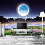 3D looduslik &ouml;ine maastik Kuu tapeet magamistoa elutoa TV-diivani taustaseinale Suured seinamaalingud Kodu kaunistus 200 cm(W) x 140 cm(H) gray