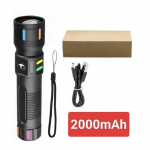 Laetav suure v&otilde;imsusega LED-taskulamp pika ulatusega avariivalgusti 2000 mAh kaasaskantav telkimislamp lahe fluorestsentslatern must