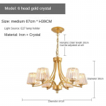 Crystal Rippvalgusti Luksuslik Postmodernistlik minimalistlik elutoa valgusti magamistoa s&ouml;&ouml;gitoa valgus 6 headlights kuld